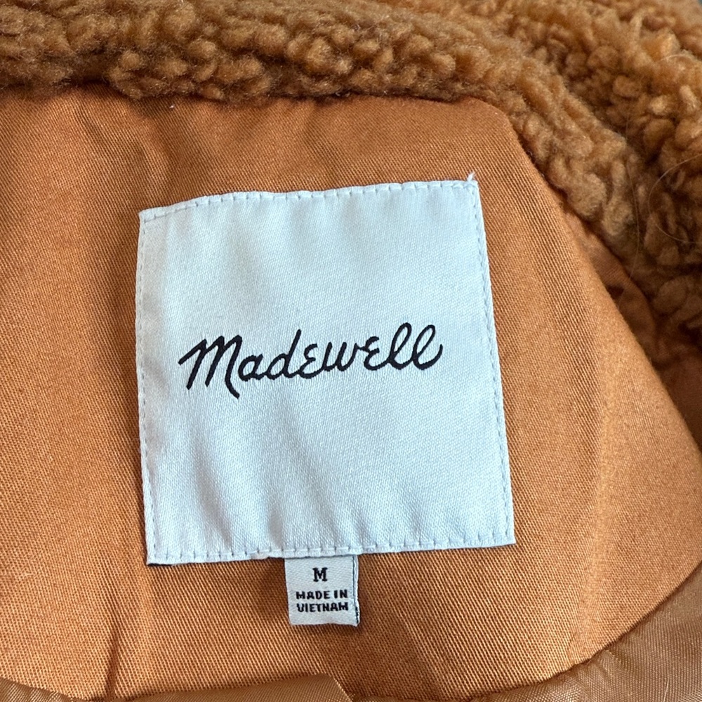 Madewell size M brown faux fur bomber jacket - Picture 9 of 10